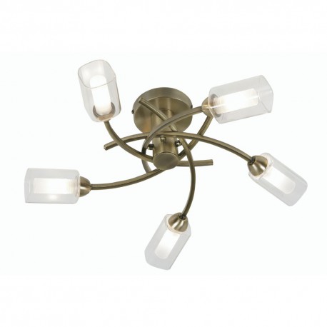 Ofira Ceiling Light - 5 Arm Chrome Swirl Ceiling Light With Frosted Glass Shades