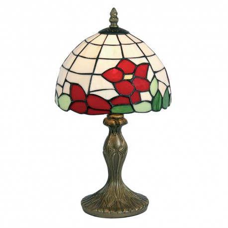 Red Flower 8" Tiffany Table Lamp