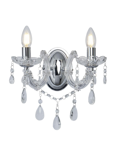 Searchlight Marie Therese Wall 2 Light Chrome & Clear Crystal