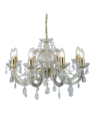 Searchlight Marie Therese 8 Light Pendant Polished Brass  & Clear Crystal