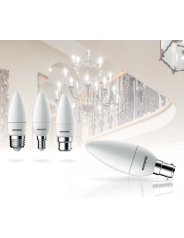 Energetic Candle Lamp LED 5.9W/40W Bulb Frosted | E14, E27, B15 or B22