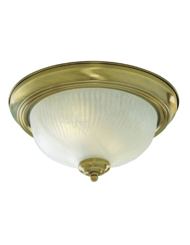 Searchlight Parma Ceiling Flush Antique Brass & Opal Glass