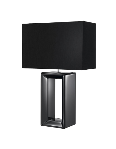 Searchlight Mirror Table Lamp Gold, Marble Base & Black Shade