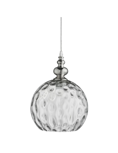 Searchlight Indiana Ceiling Pendant Satin Silver & Clear Glass