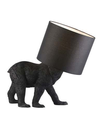 Endon Barack Bear Table Lamp & Black Shade | Matt Black or Vintage Silver