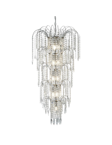 Searchlight Waterfall 13 Light 5 Tier Chandelier Chrome & Crystal