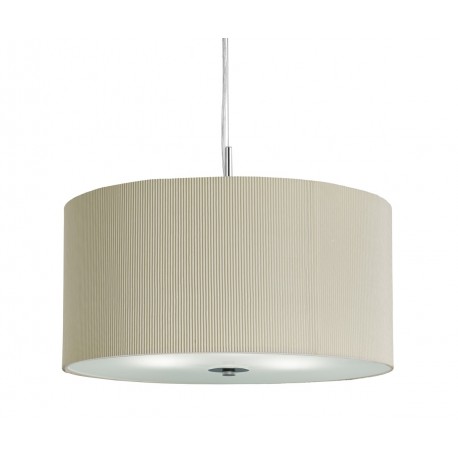 Drum Pleated Shade Pendant With Frosted Glass Diffuser 60cm