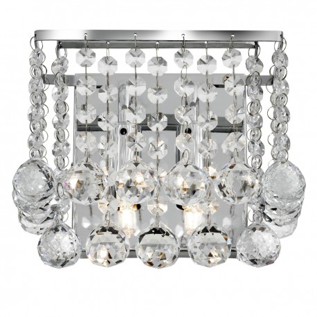 Hanna 2 Light Chrome Square Wall, 2 Crystal Ball For Chandelier